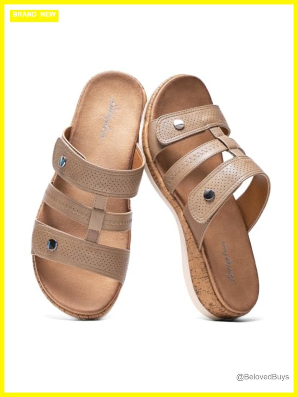 Slides Sandals Arch Support Open Toe Walking Comfy Low Wedge Summer Shoes for